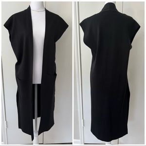 Joan Vass | Black Short Sleeve Long Cardigan Sweater